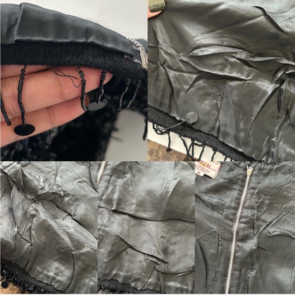 Vintage 1960s Black sequin tank top with beaded fringe glam 100% Wool Medium. - Picture 6 of 8